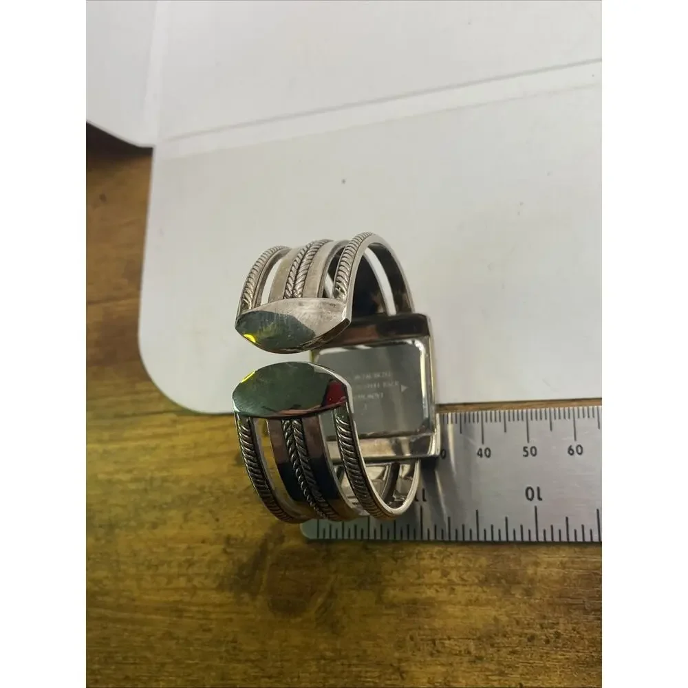Womens Silver Cuff Bangle Watch Works New Battery
